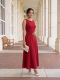 Red Sleeveless Flared Maxi Dress