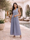 Blue Checked Sleeveless Co-Ord Set