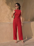 Red Sleeveless Co-Ord Set