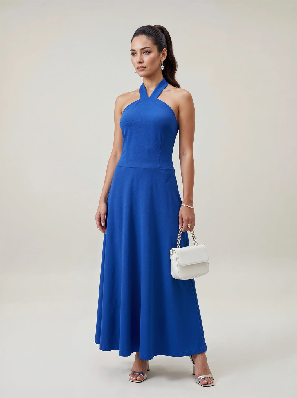 Royal Blue Halter Neck Maxi Dress