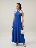 Royal Blue Halter Neck Maxi Dress
