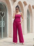 Fuchsia Side-Tie Straight Leg Co-Ord Set