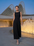 Black Open Back Evening Maxi Dress