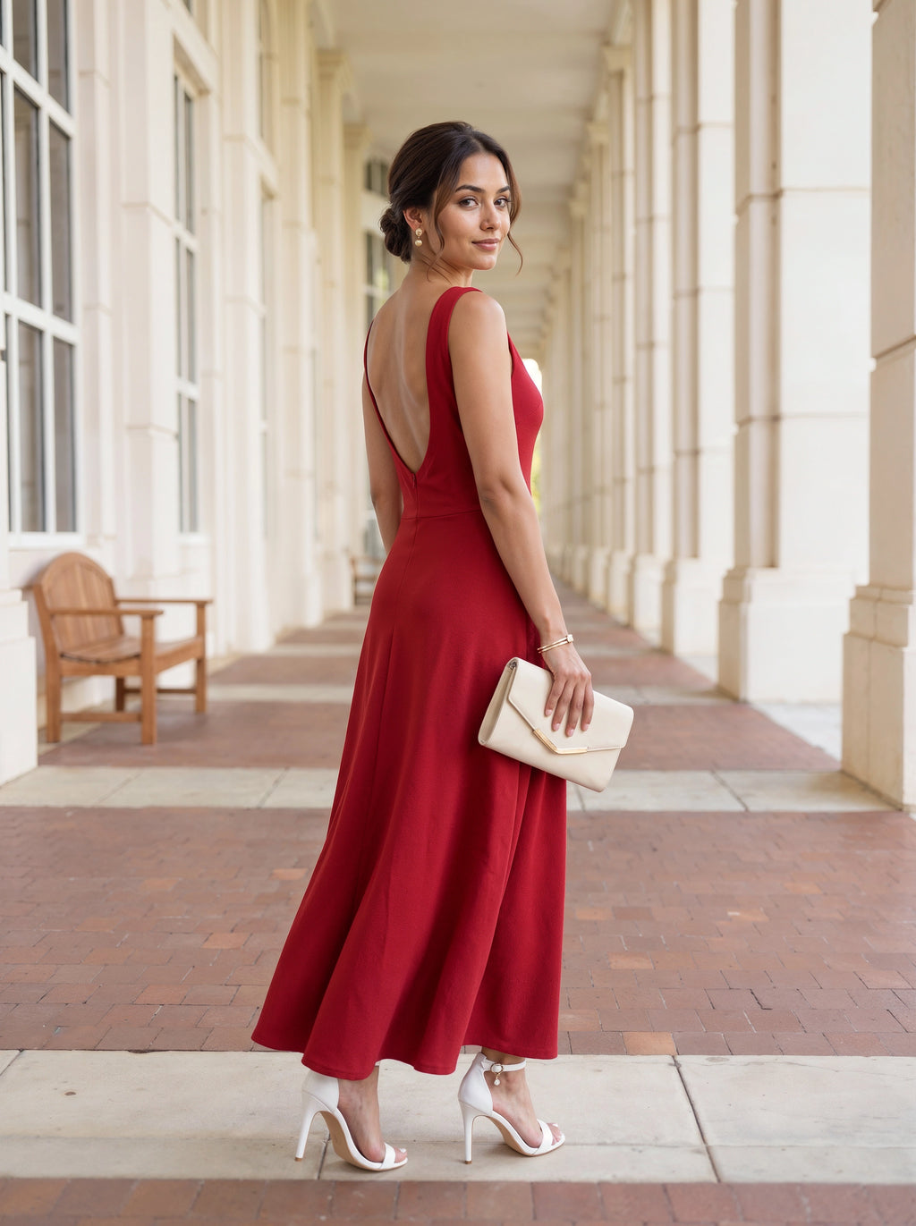 Red Sleeveless Flared Maxi Dress