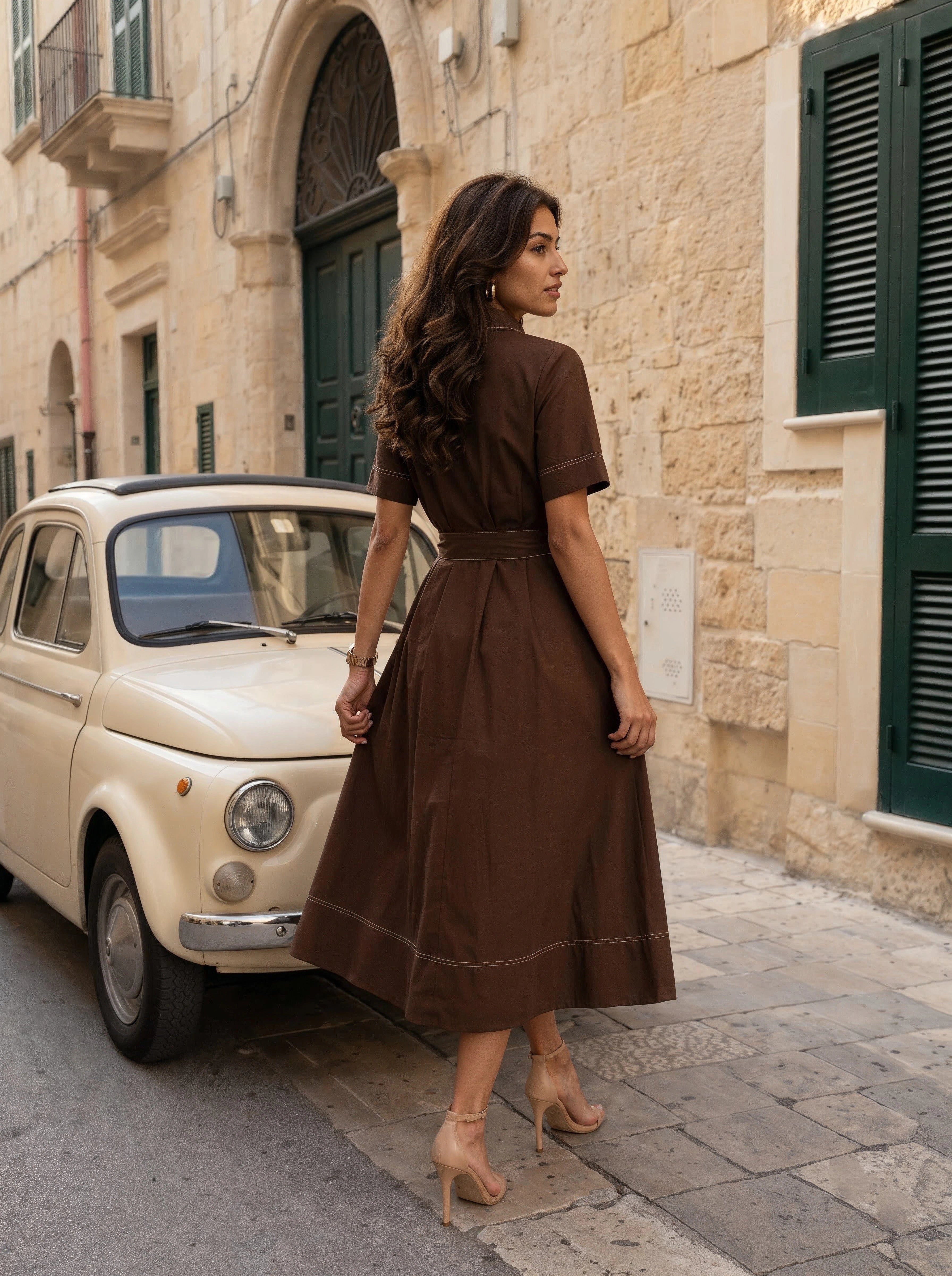 Chocolate Brown Shirt Dress for Women