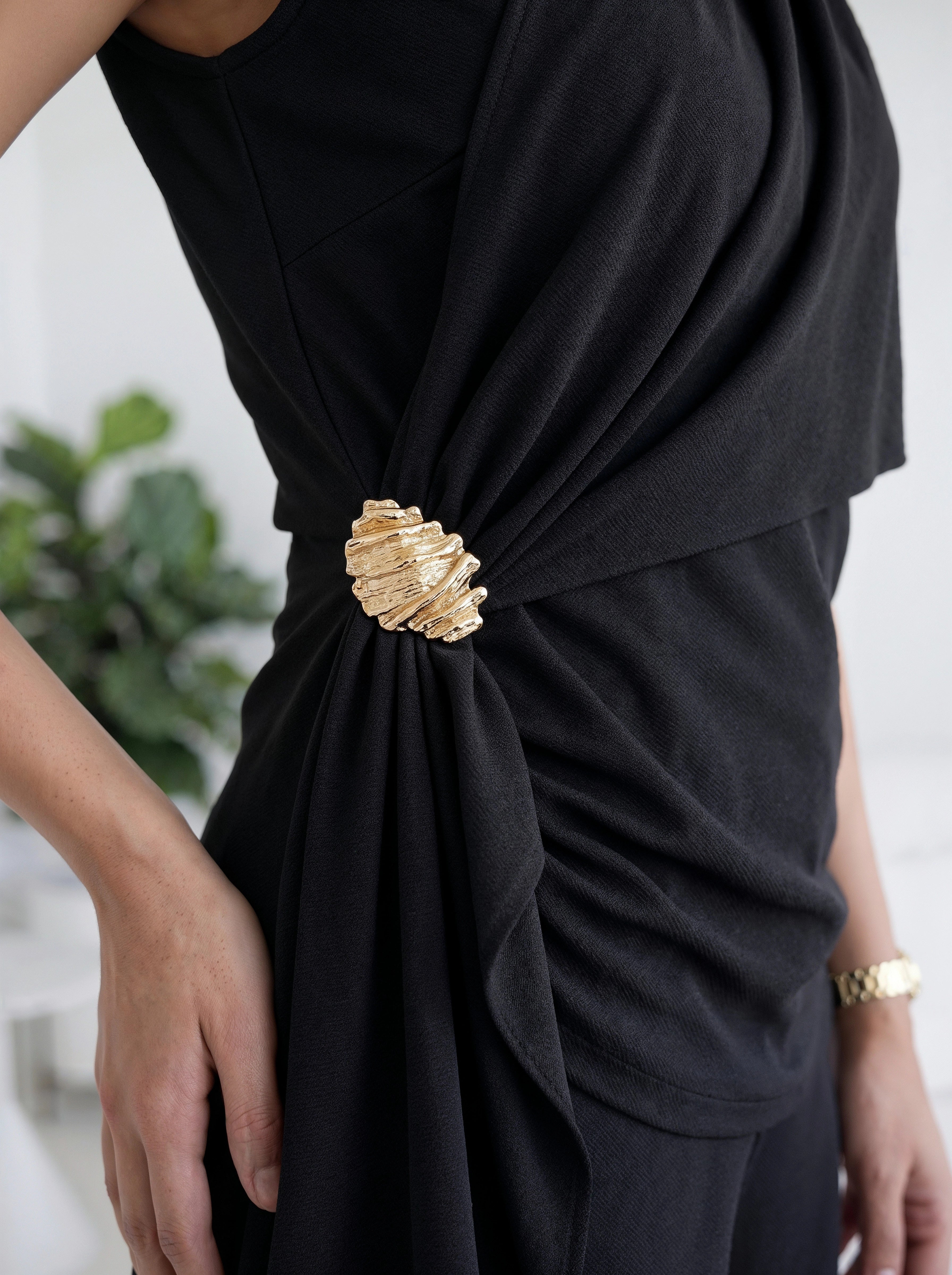 Black Draped Sleeveless Co-Ord Set