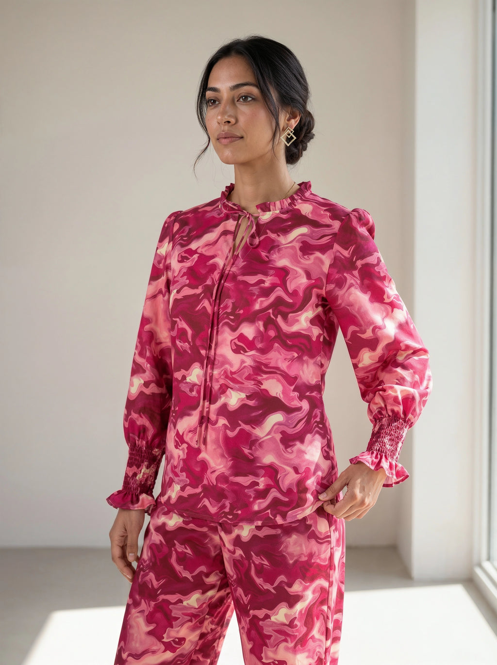 Pink Abstract Printed Co-Ord Set