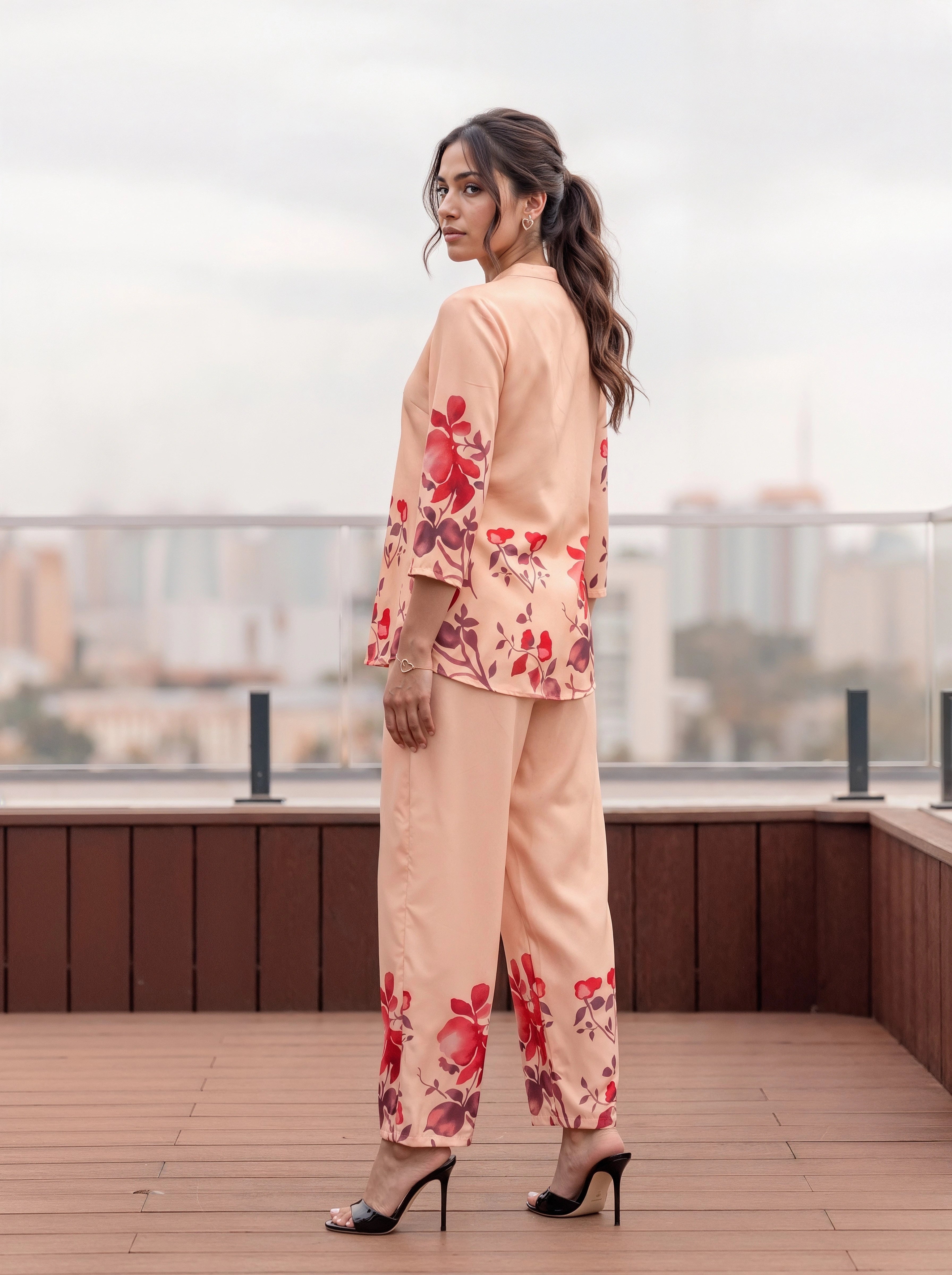Peach Floral Printed Co-Ord Set