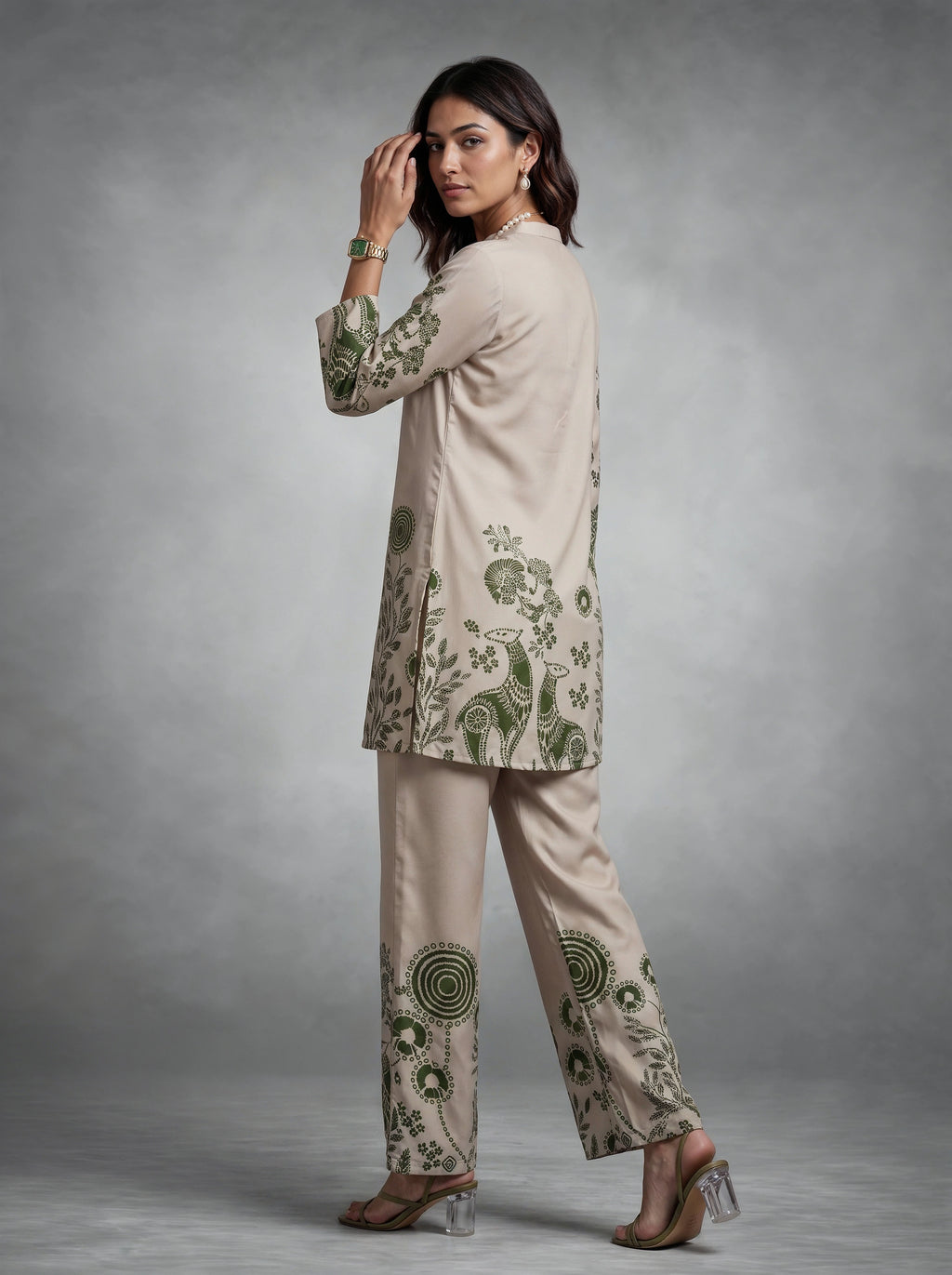 Beige Botanical Printed Co-Ord Set
