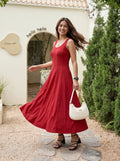 Crimson Red Sleeveless Fit & Flare Midi Dress