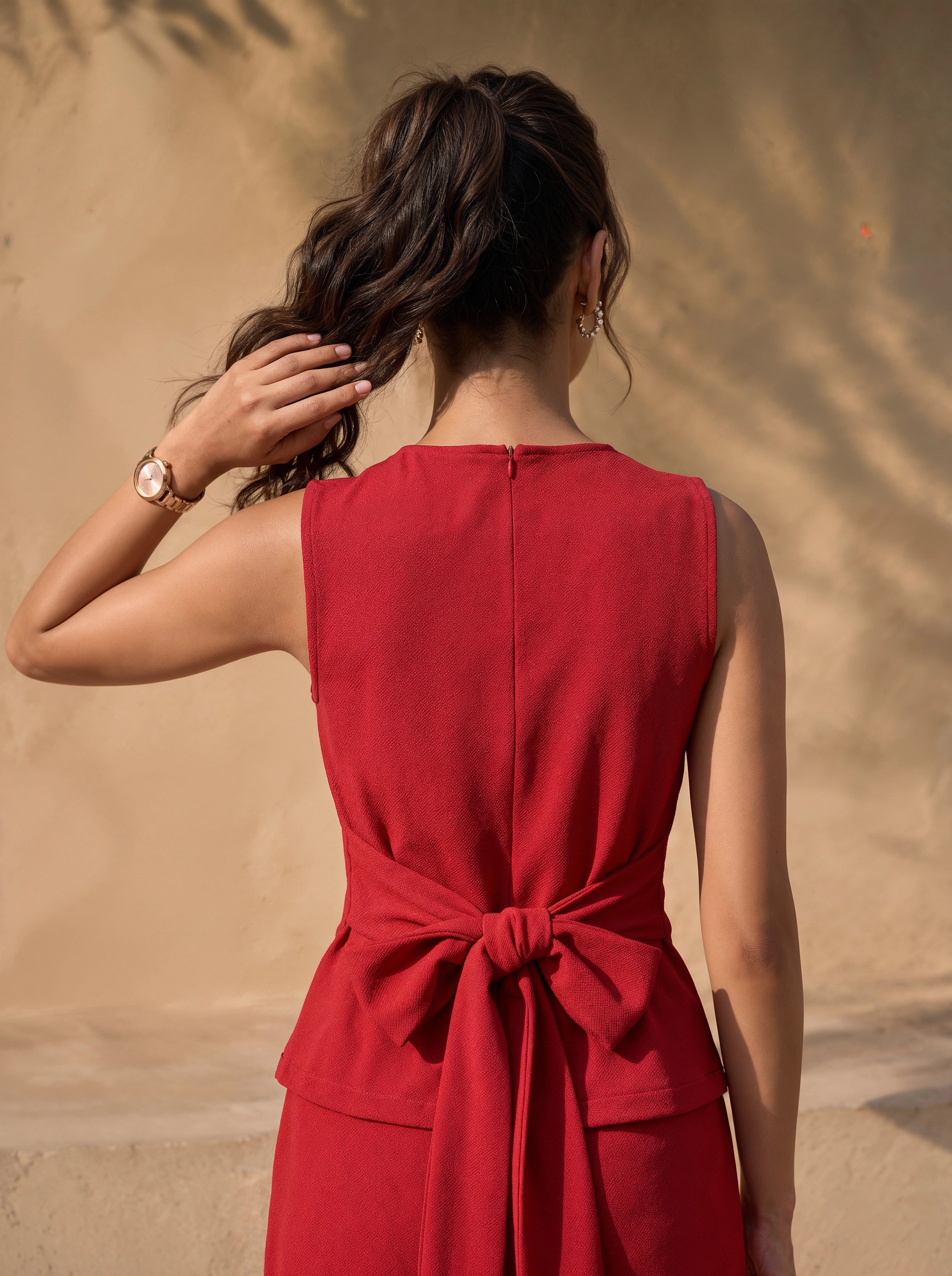 Red Sleeveless Co-Ord Set