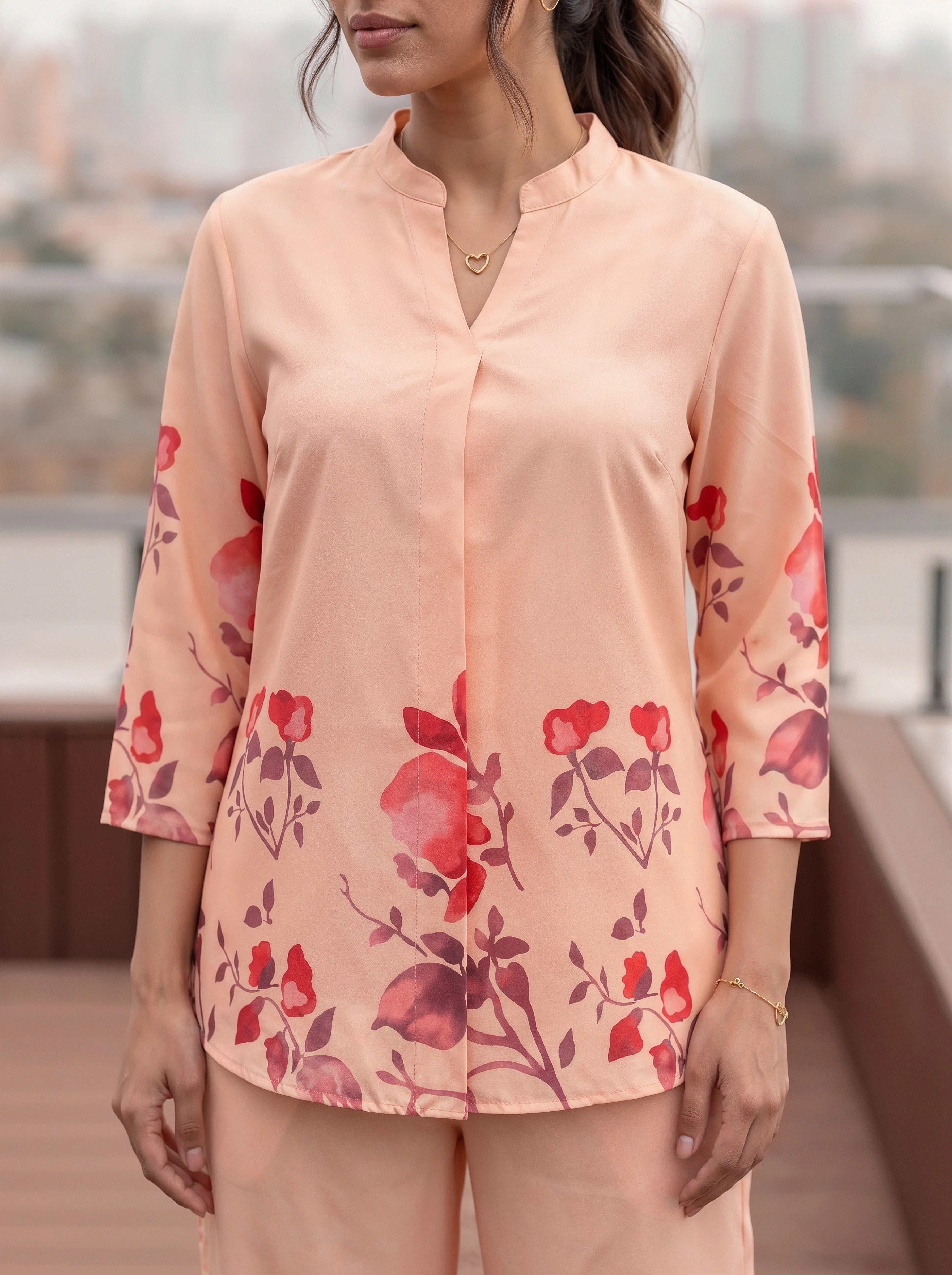 Peach Floral Printed Co-Ord Set