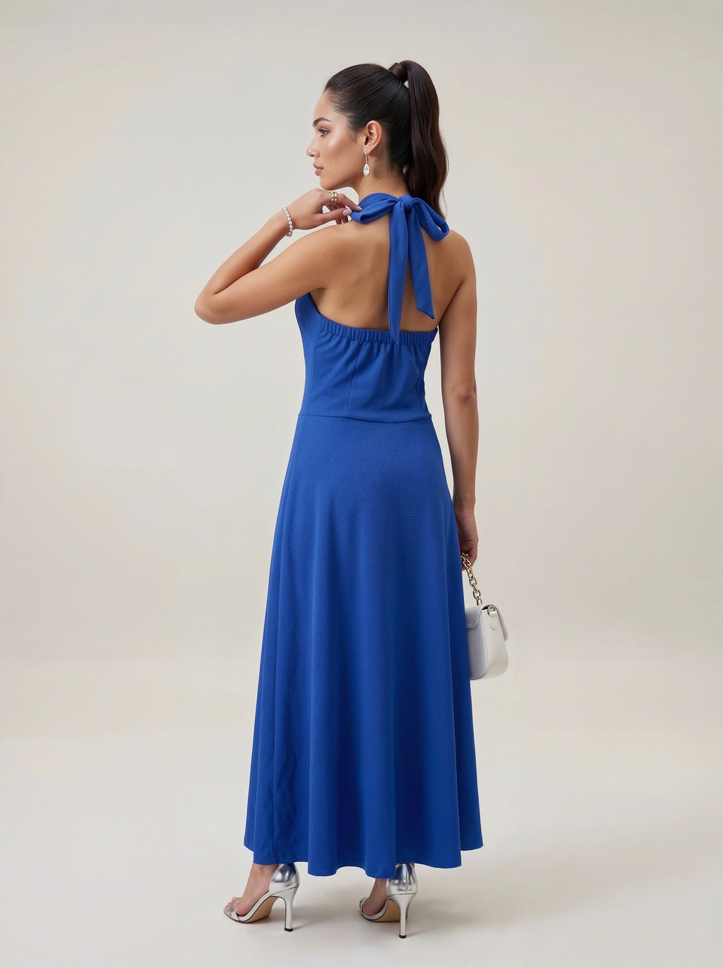 Royal Blue Halter Neck Maxi Dress