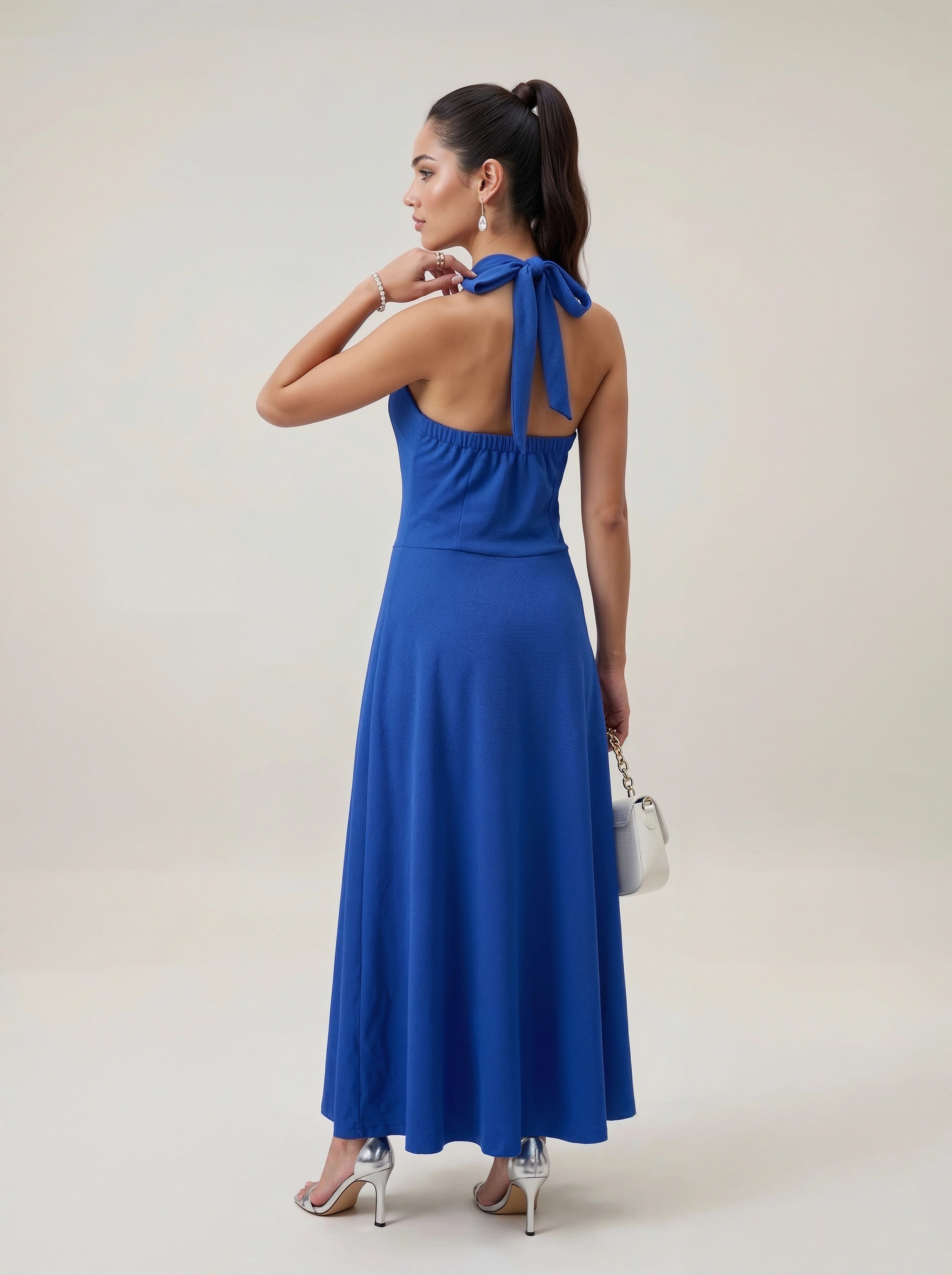 Royal Blue Halter Neck Maxi Dress