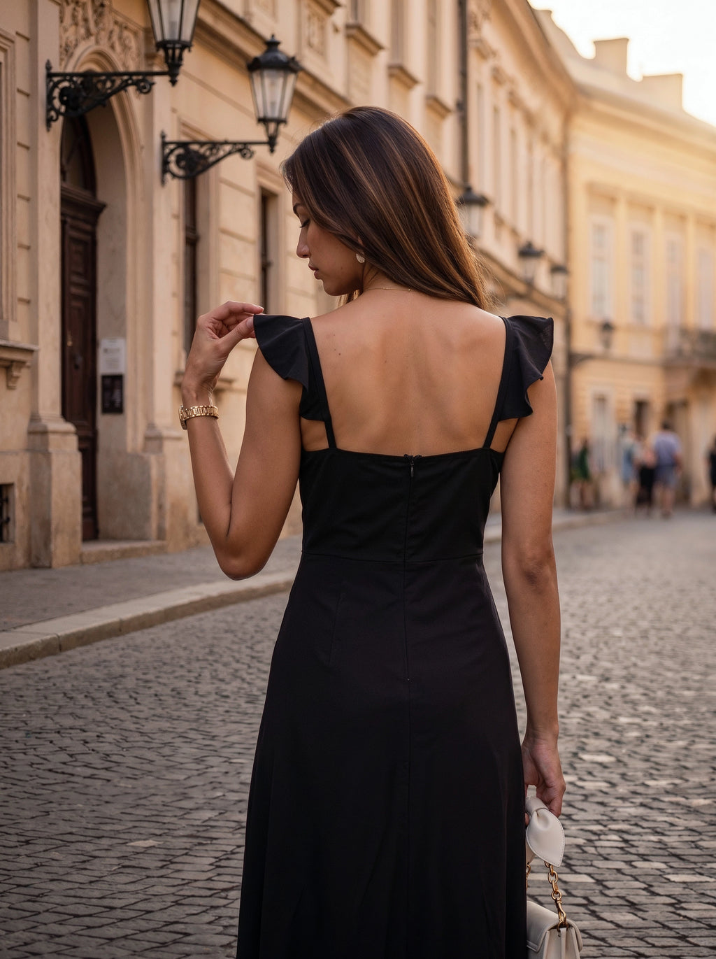 Black Ruched Cut-Out Slit Maxi Dress