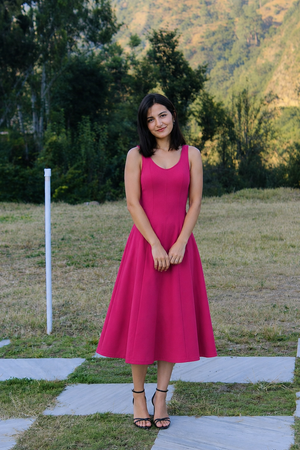 Fuchsia Pink Sleeveless Fit & Flare Midi Dress
