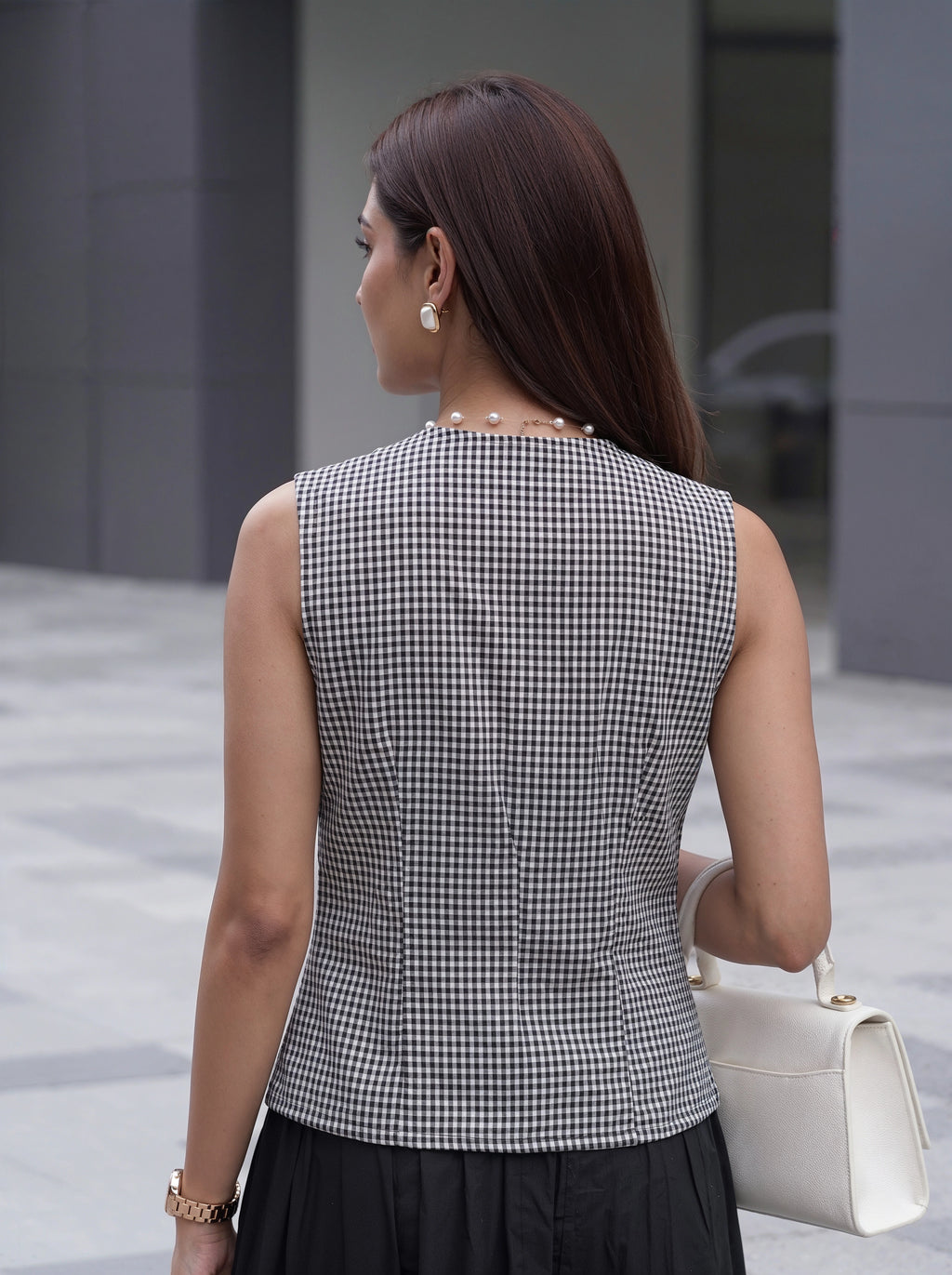 Black & White Checked Sleeveless Co-Ord Set