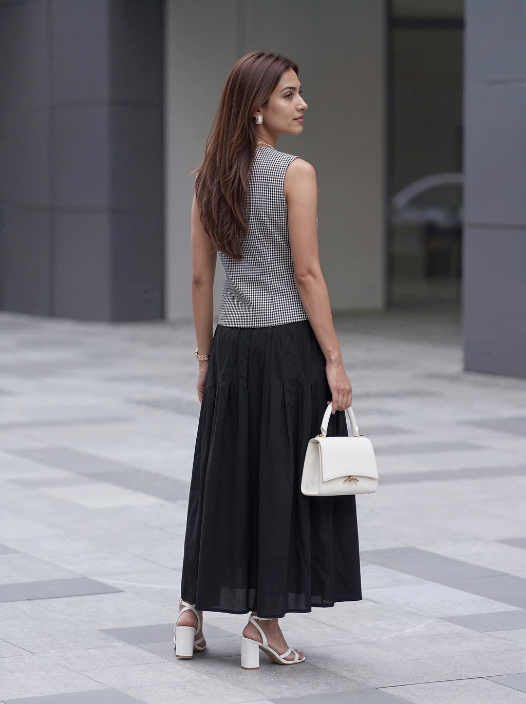 Black & White Checked Sleeveless Co-Ord Set