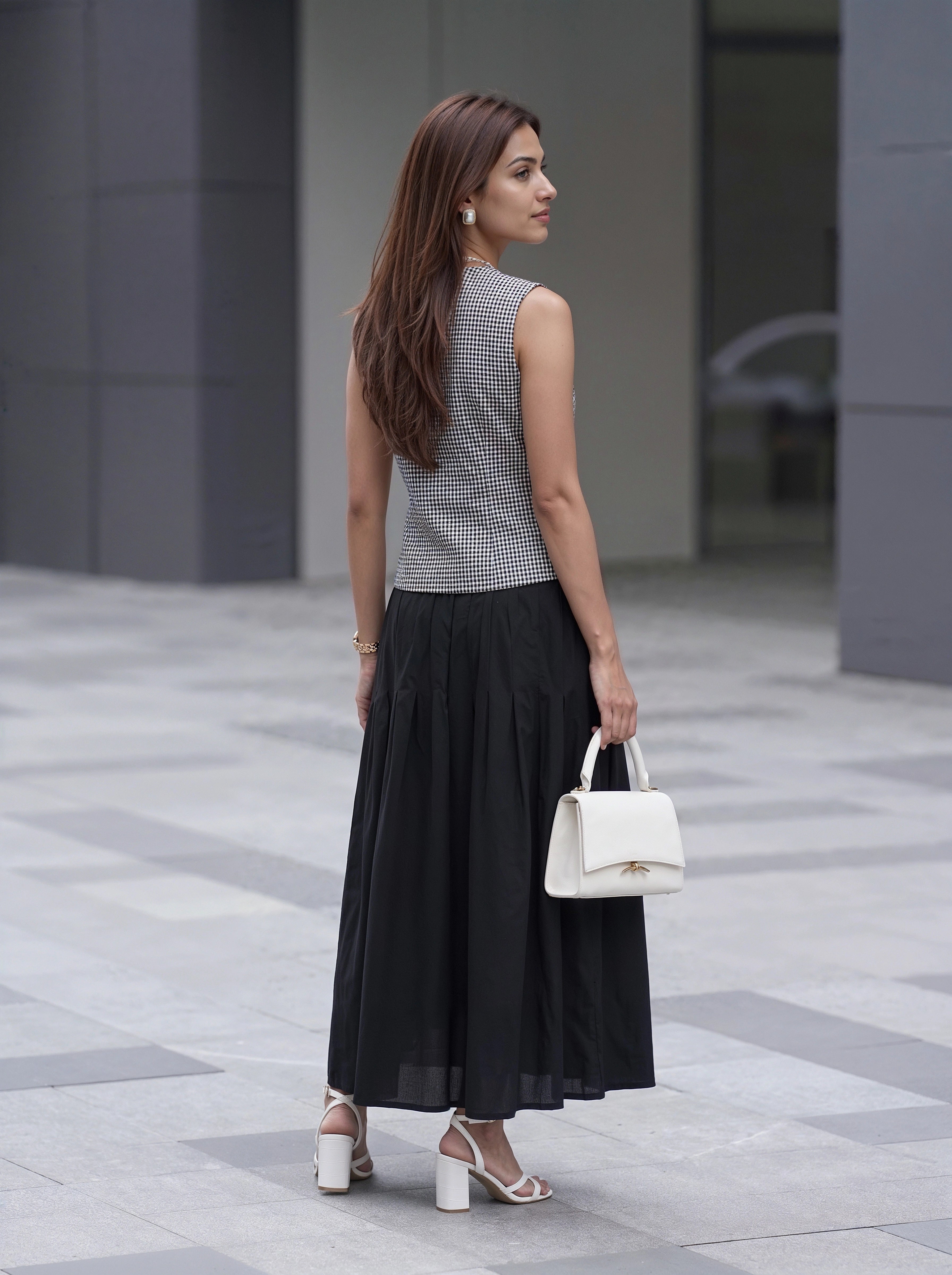 Black & White Checked Sleeveless Co-Ord Set