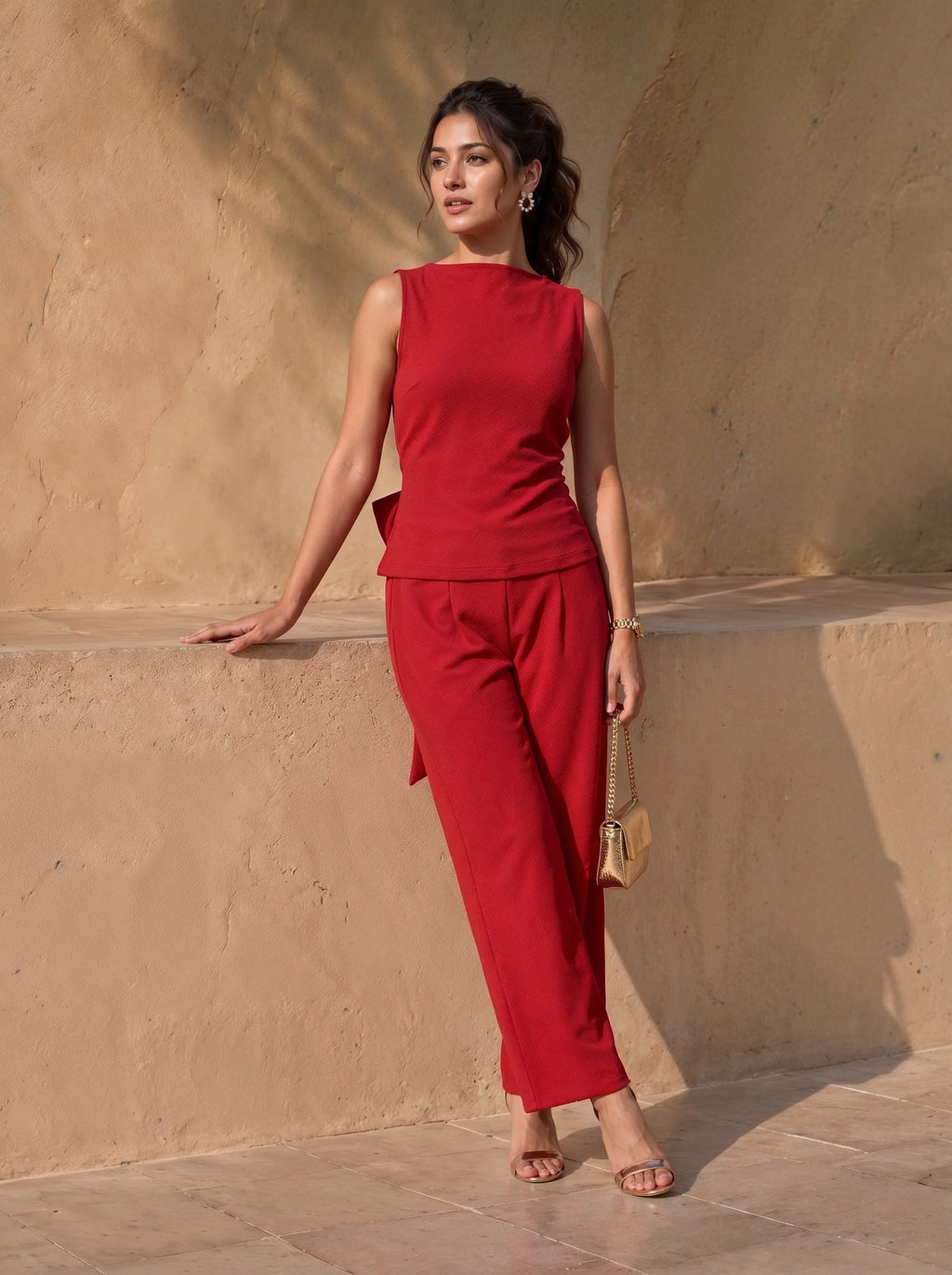 Red Sleeveless Co-Ord Set