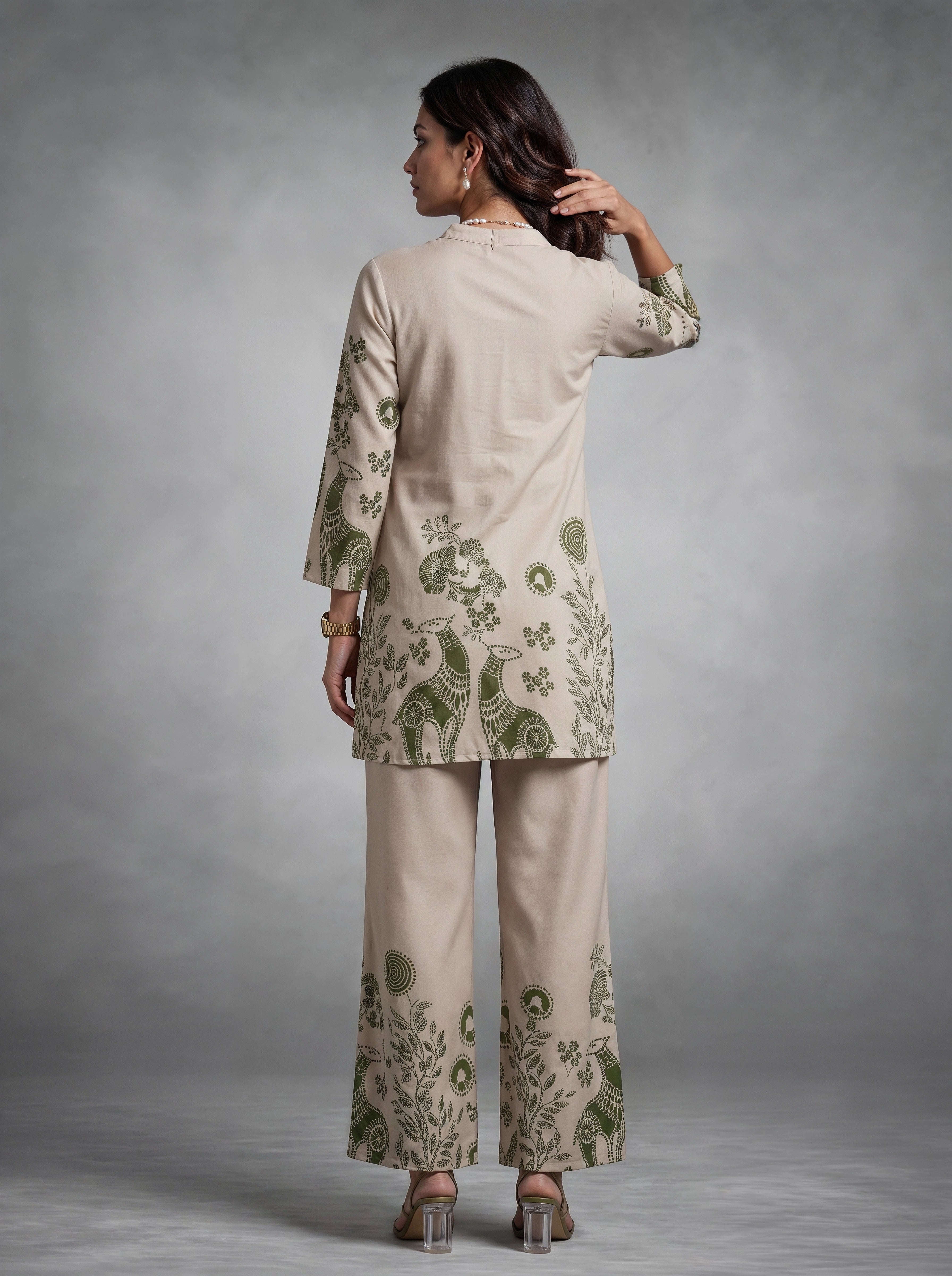 Beige Botanical Printed Co-Ord Set