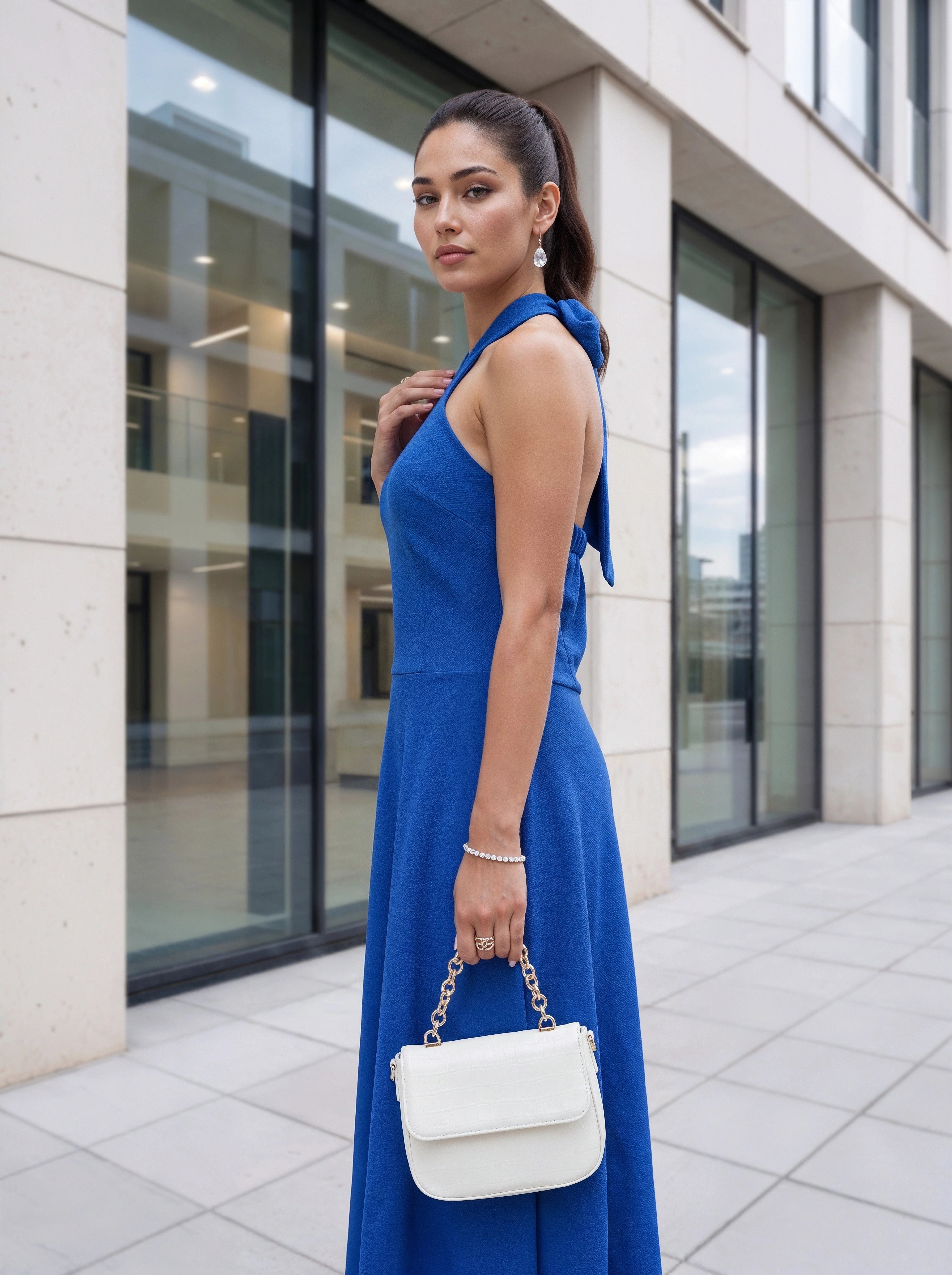 Royal Blue Halter Neck Maxi Dress
