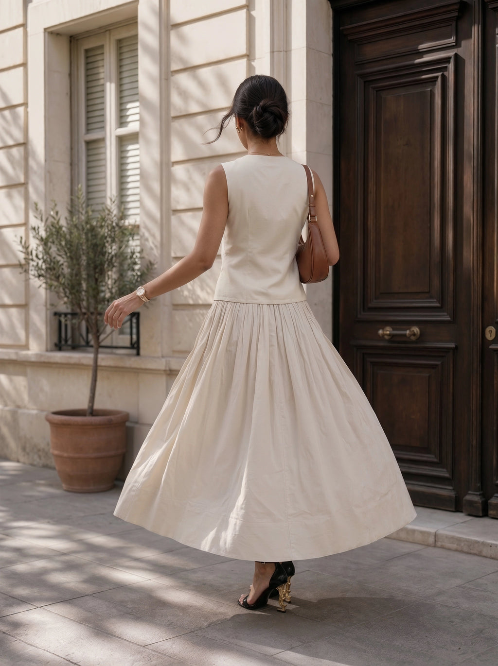 Ivory Sleeveless Button Front Co-Ord Set