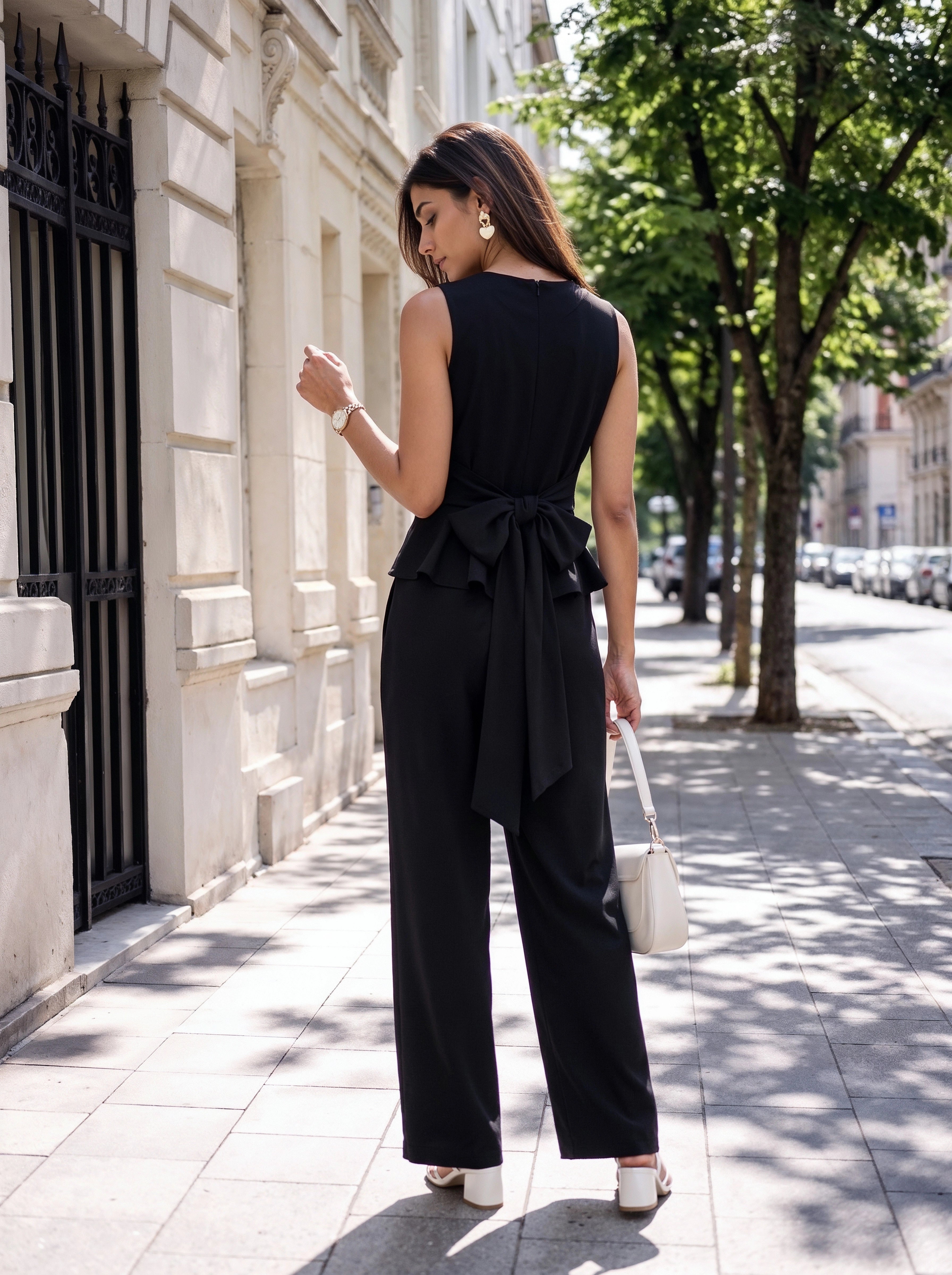Black Sleeveless Bow Back Co-Ord Set