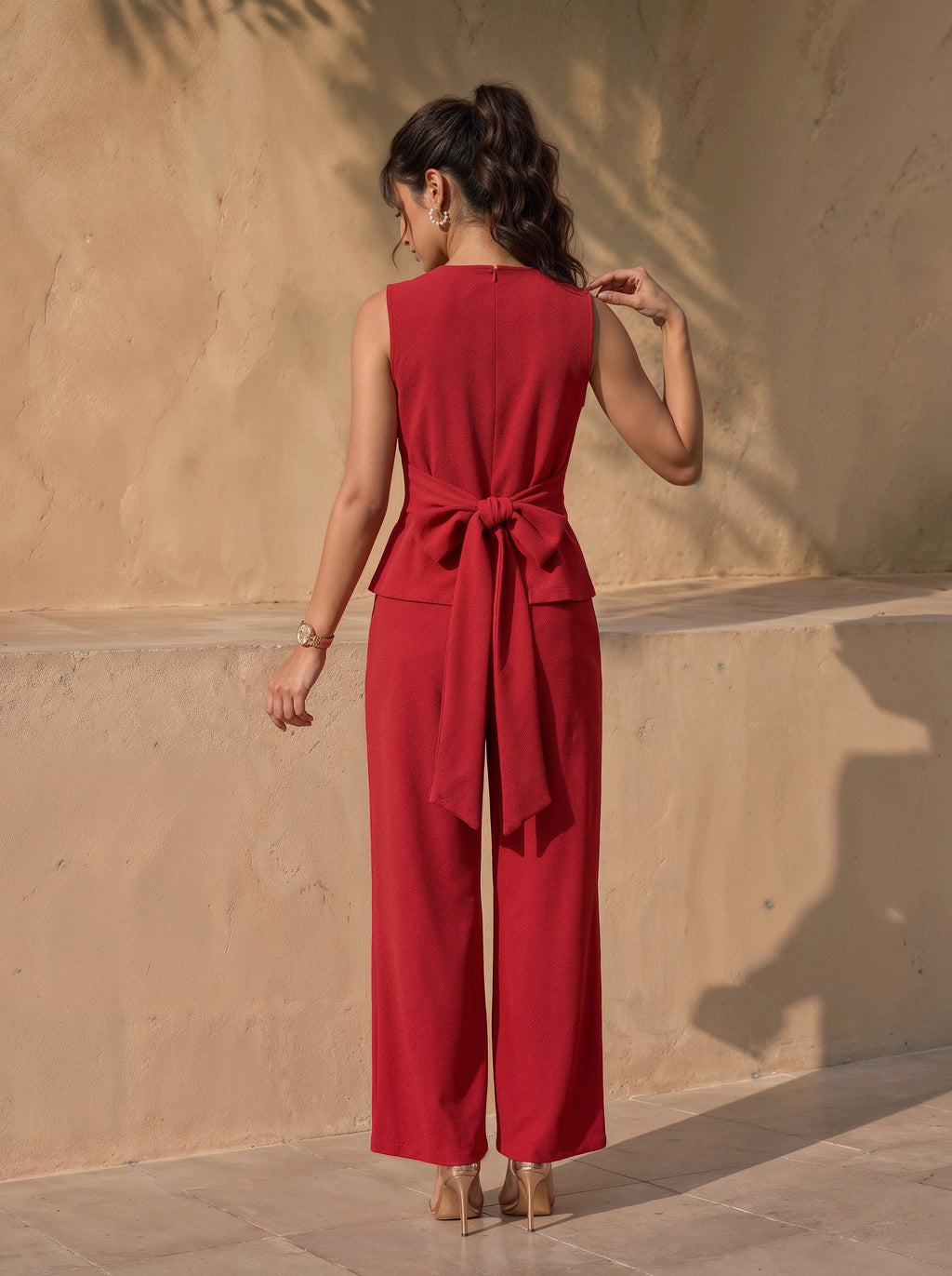 Red Sleeveless Co-Ord Set