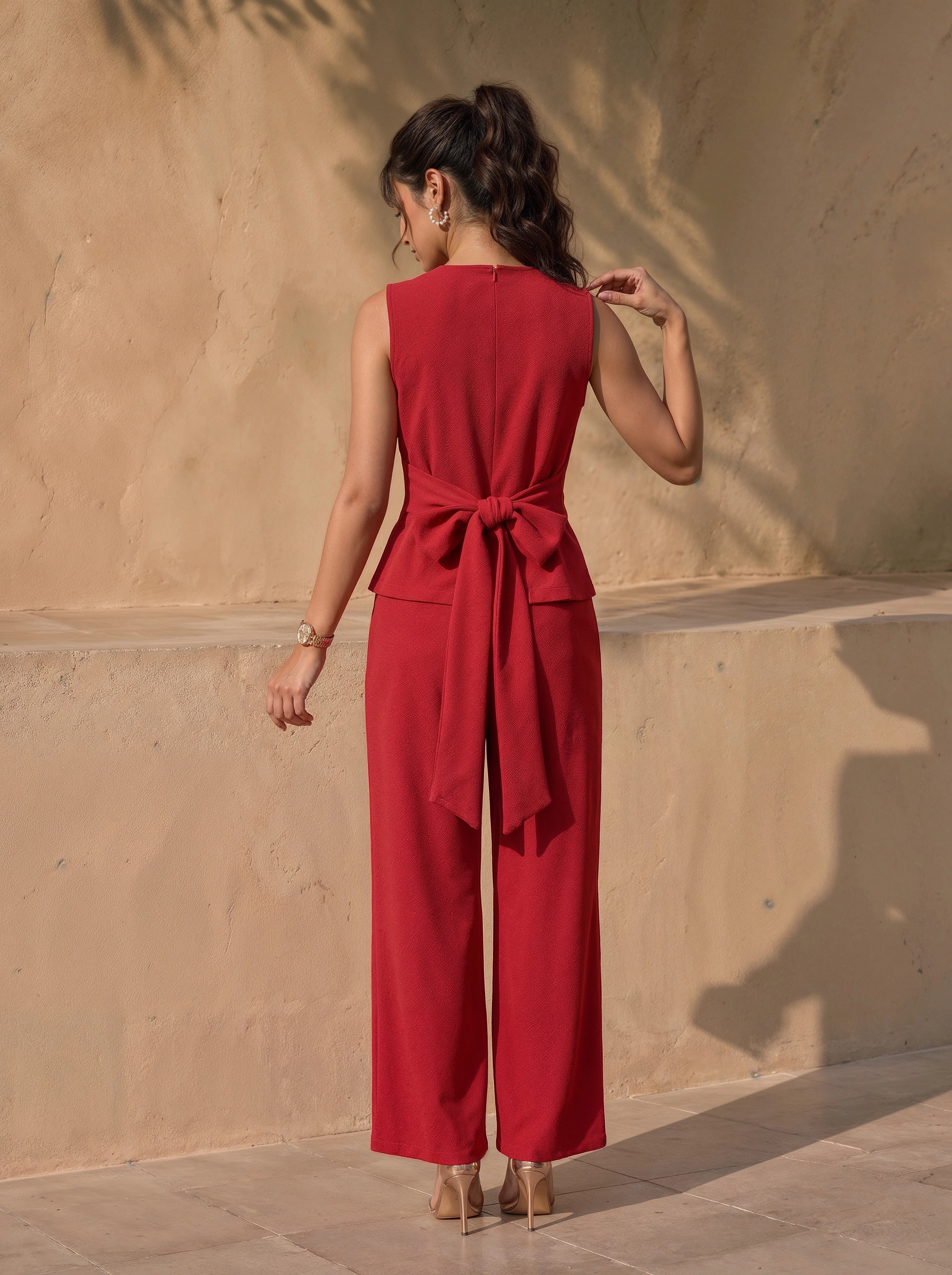 Red Sleeveless Co-Ord Set