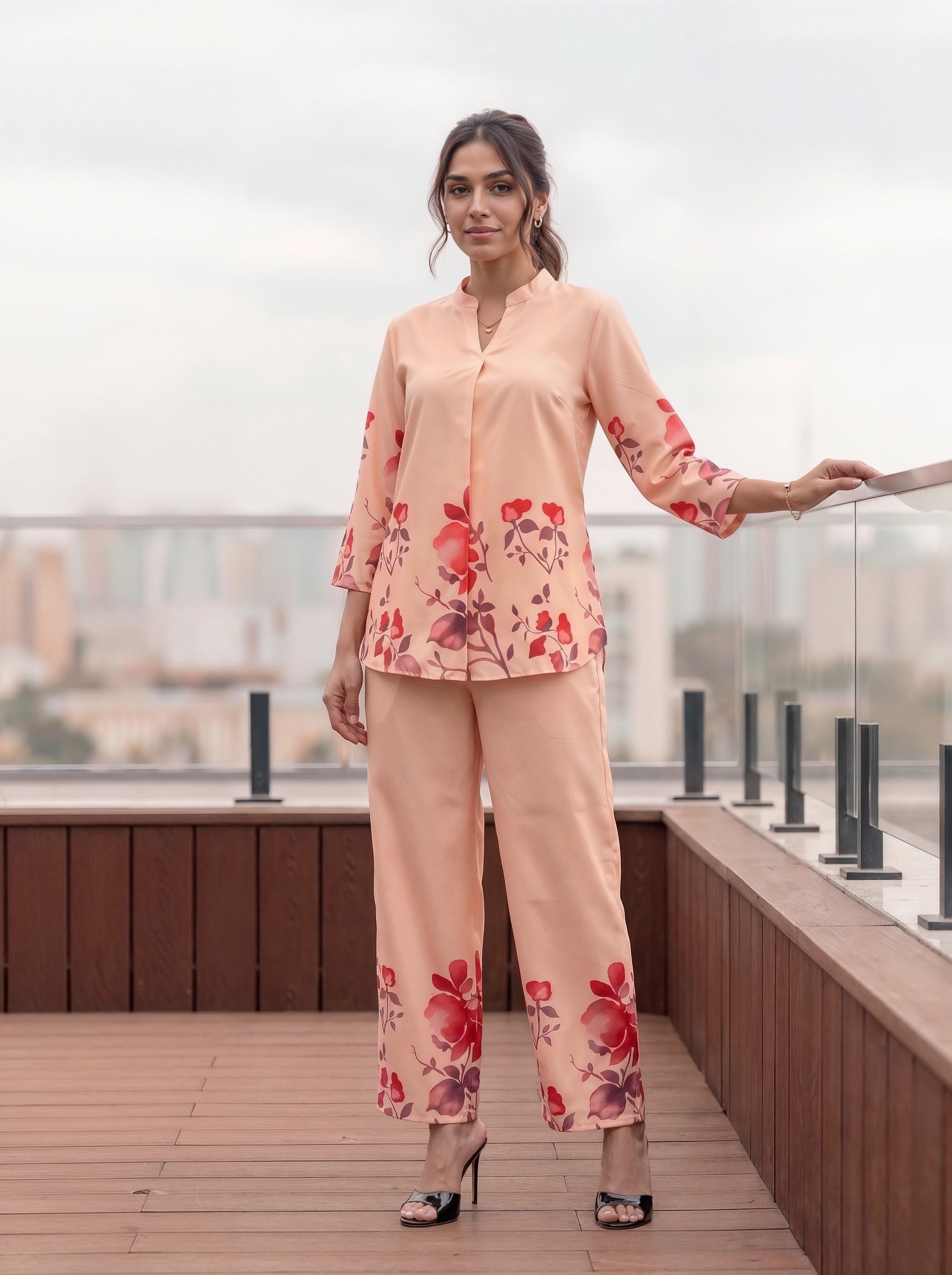 Peach Floral Printed Co-Ord Set