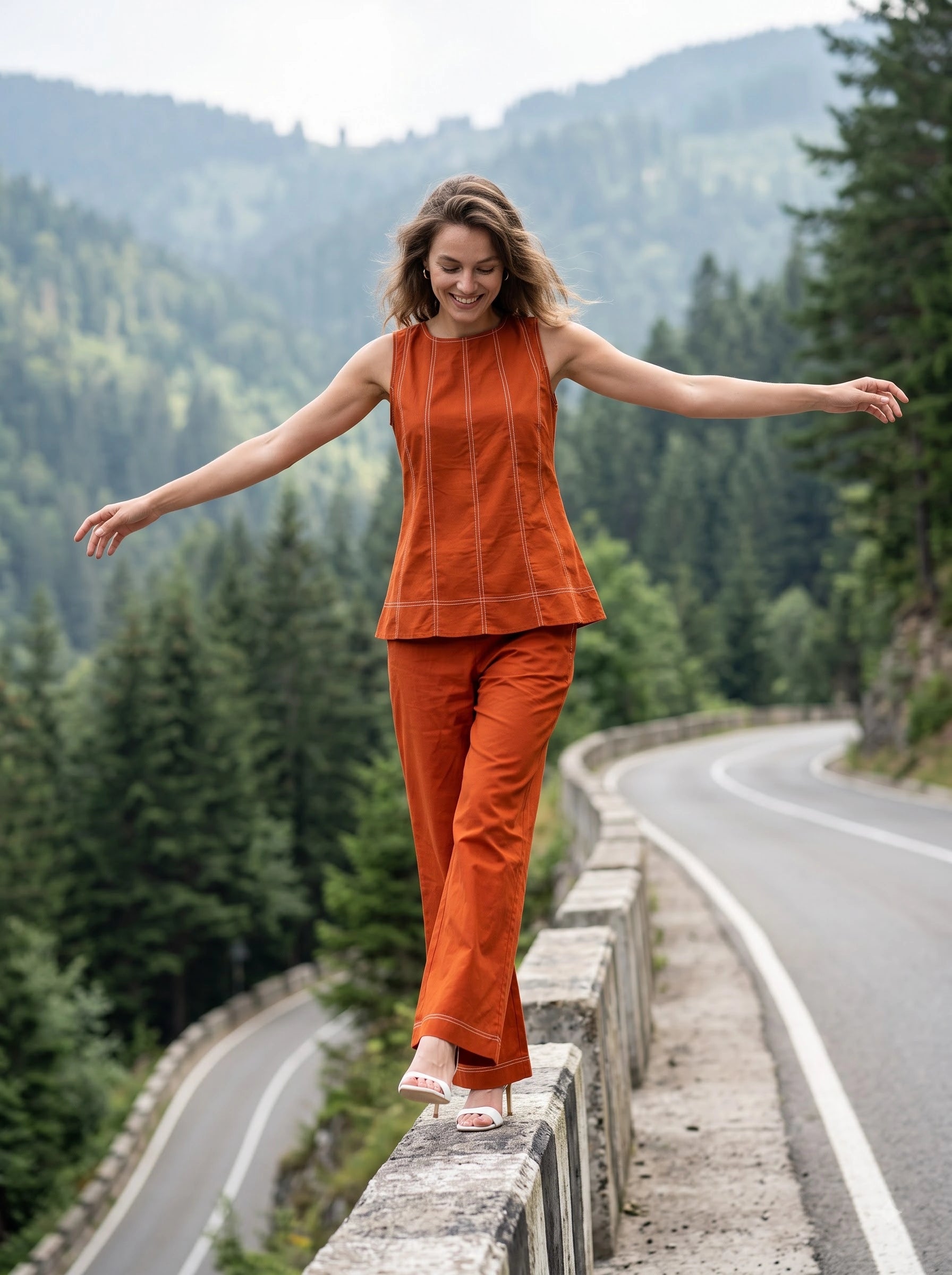 Orange Contrast Stitch Co-Ord Set