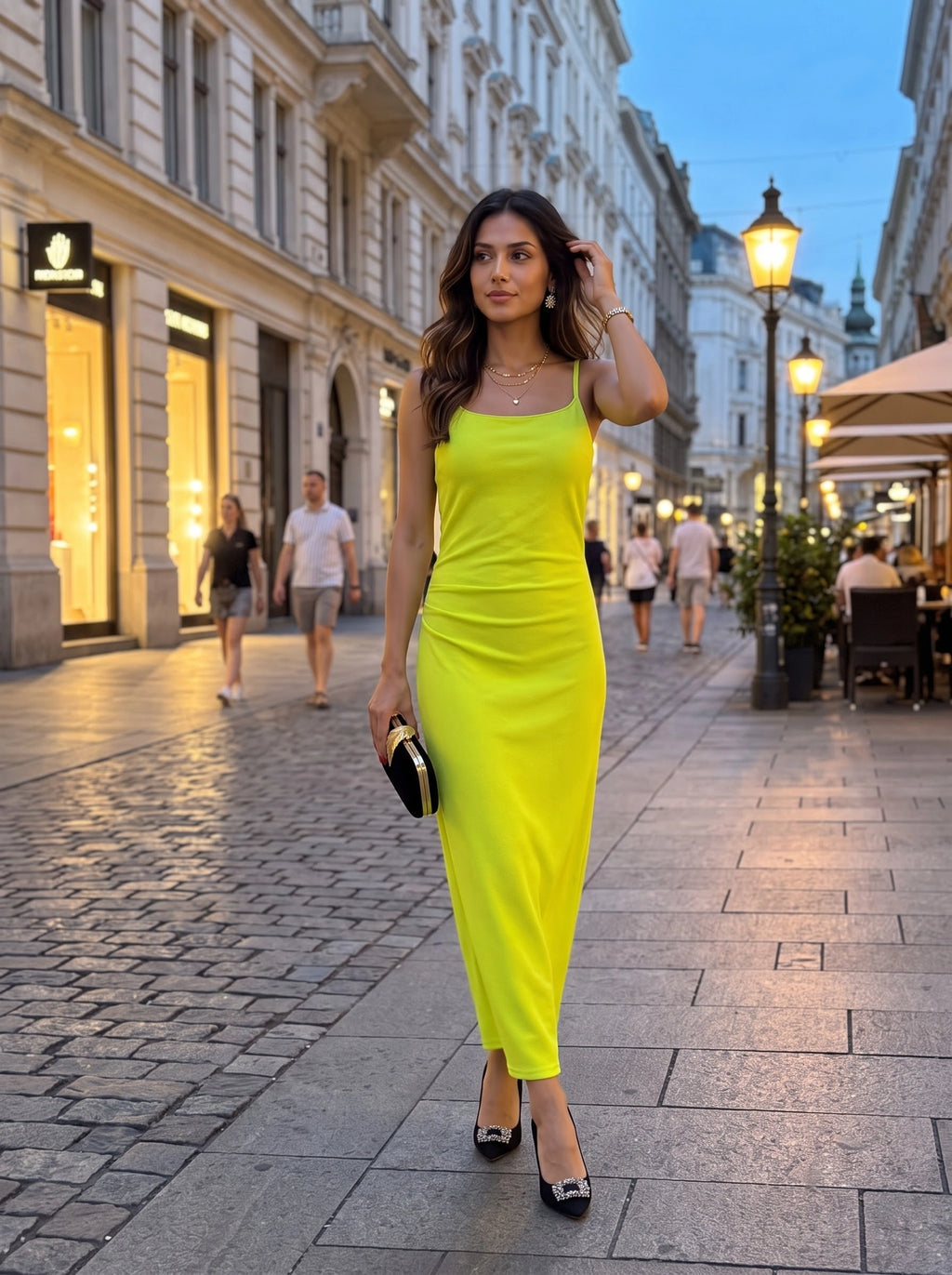 Lime Green Spaghetti Strap Dress