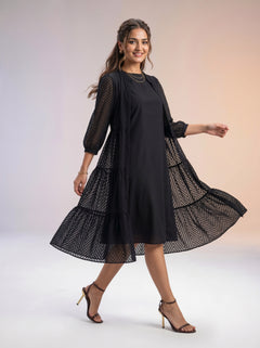 Black Chevron Tiered Dress