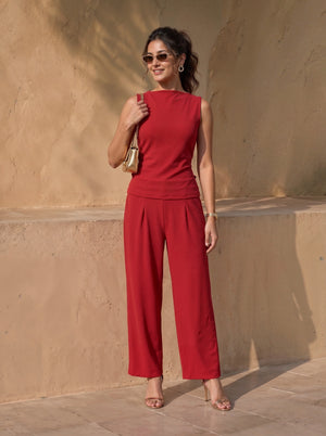 Red Sleeveless Co-Ord Set