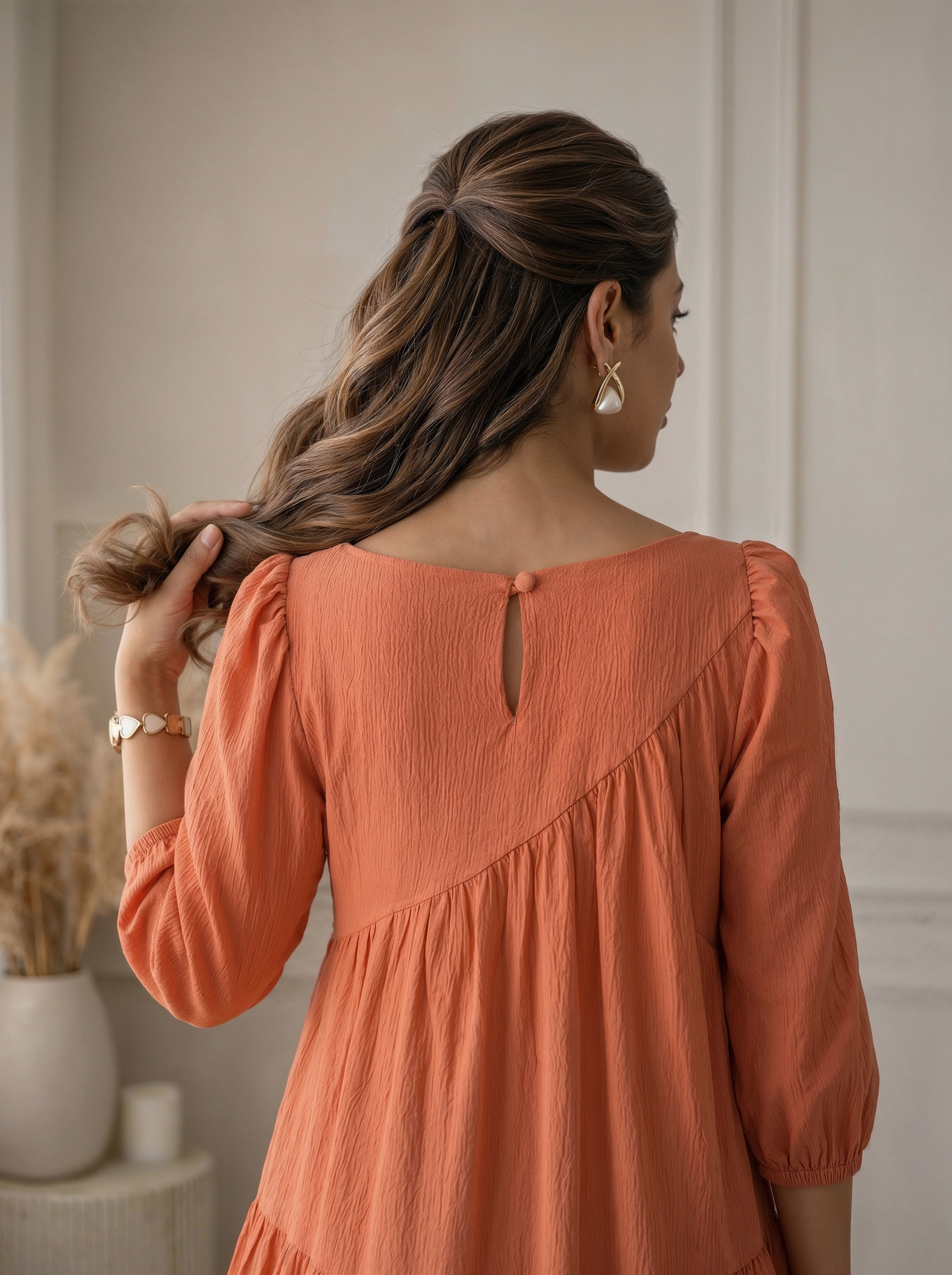 burnt orange smock dress Plus Size Evie Smock Tiered Dress