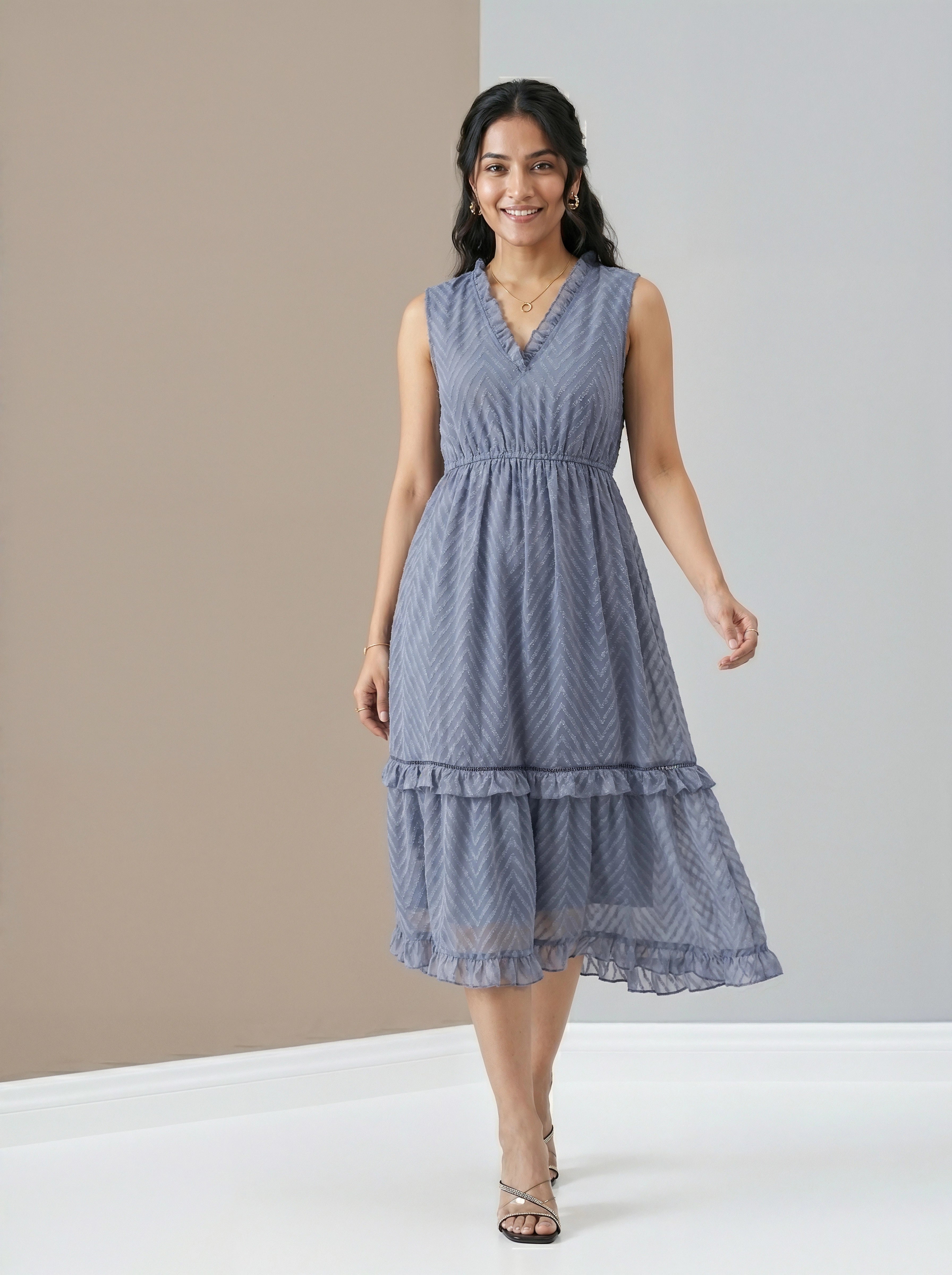 Pastel Summer Blue Dress with White Background