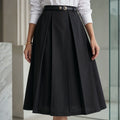 Black Flared Midi Skirt for Women