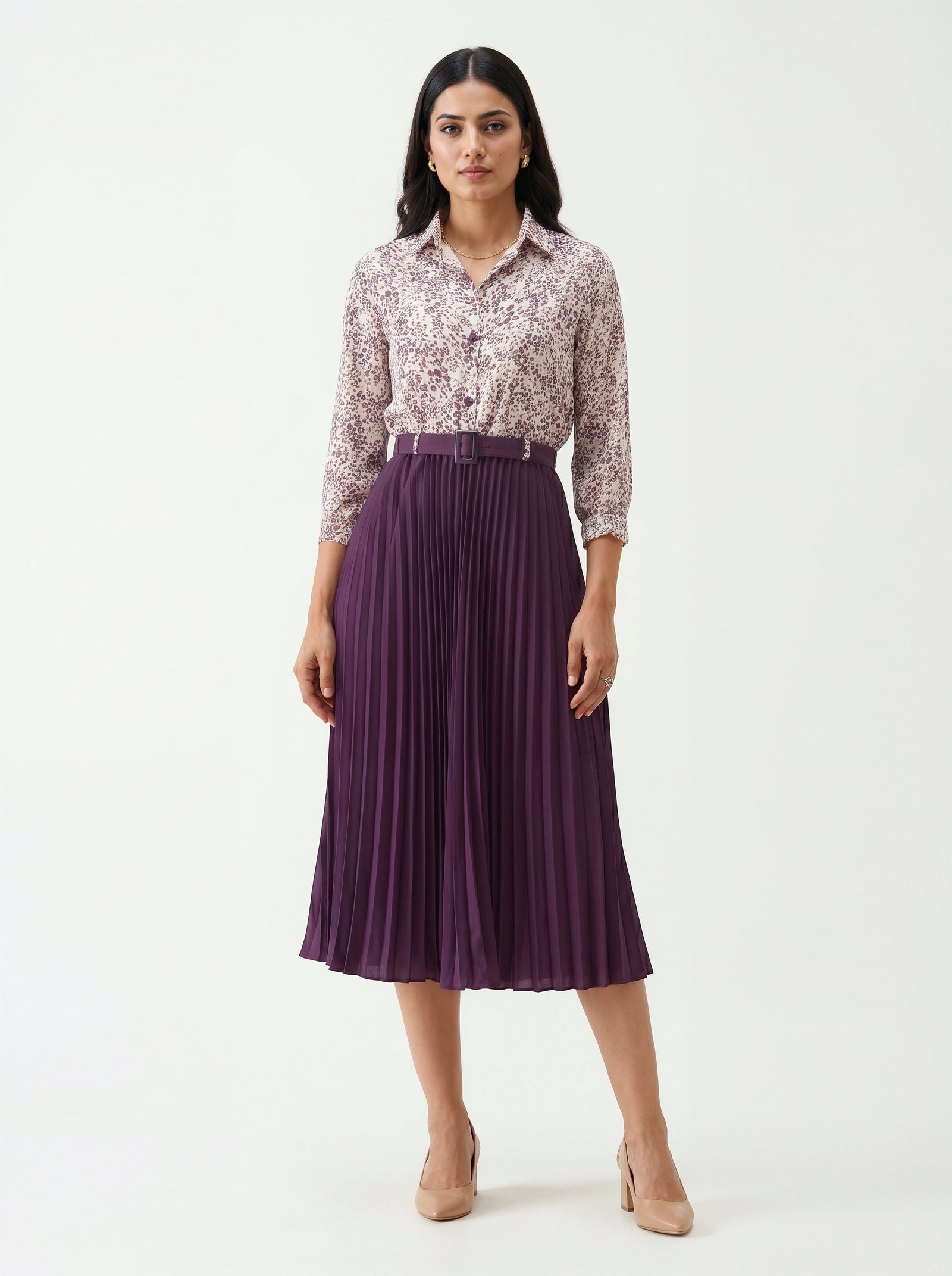 Pleated Midi Dress