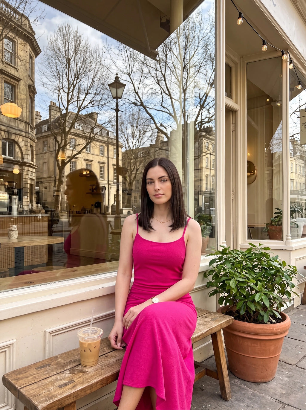 Pink Strappy Ruched Dress