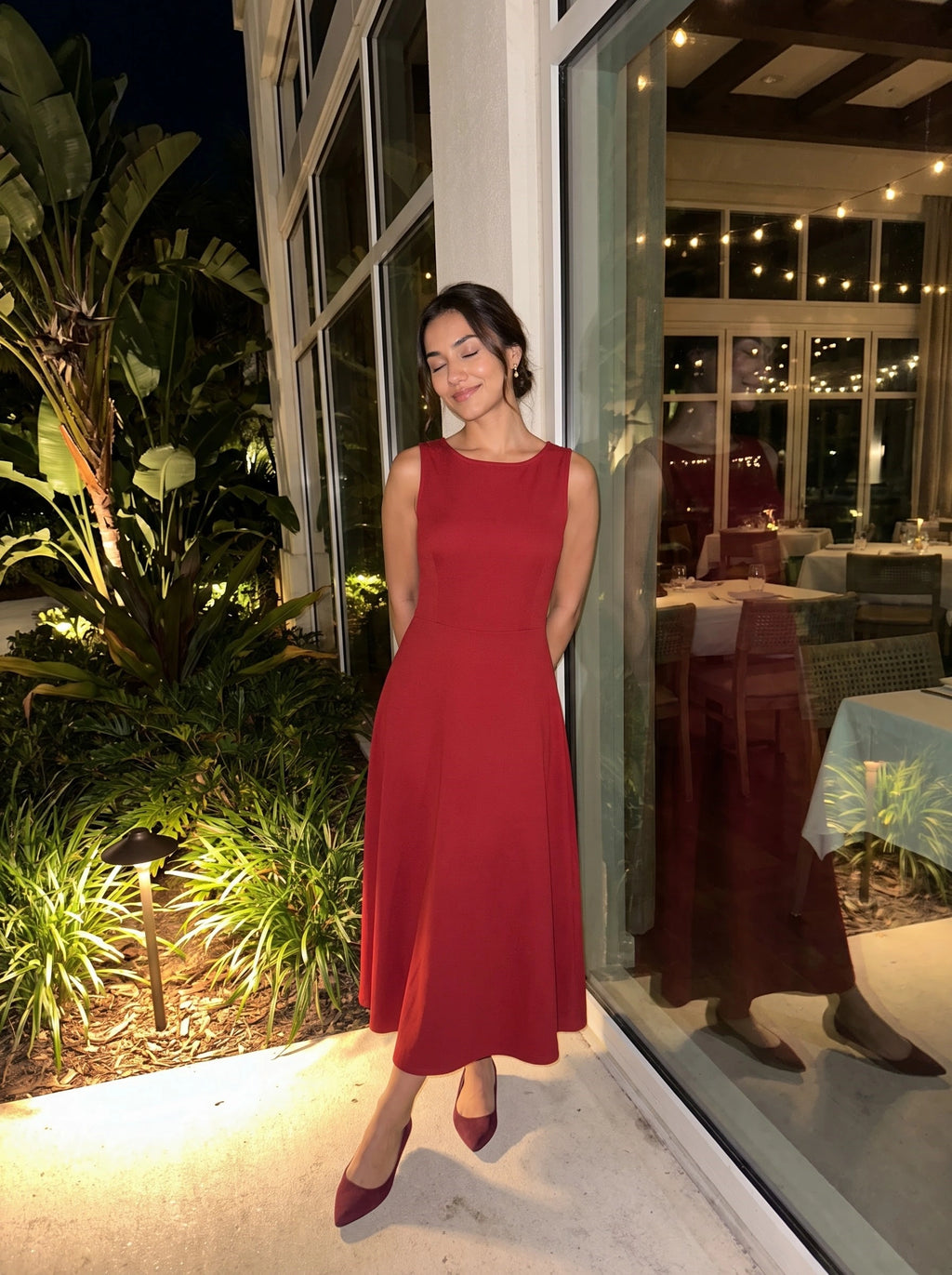 Red Sleeveless Flared Maxi Dress