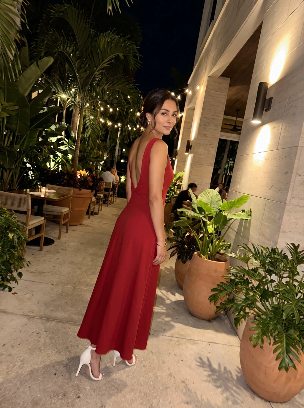 Red Sleeveless Flared Maxi Dress