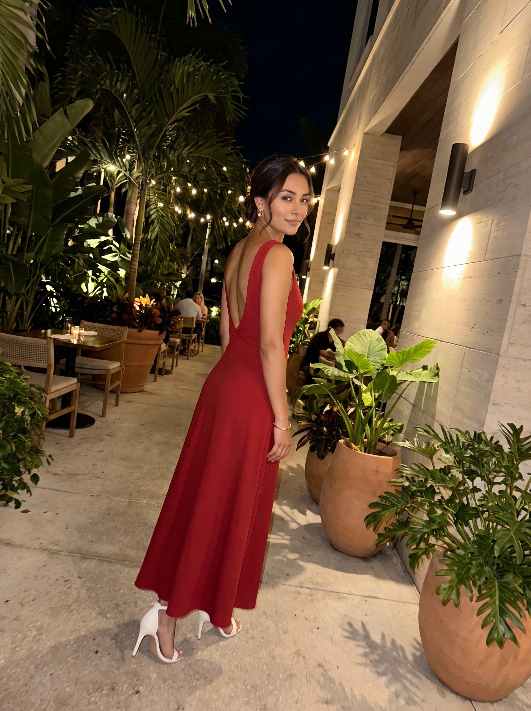 Red Sleeveless Flared Maxi Dress