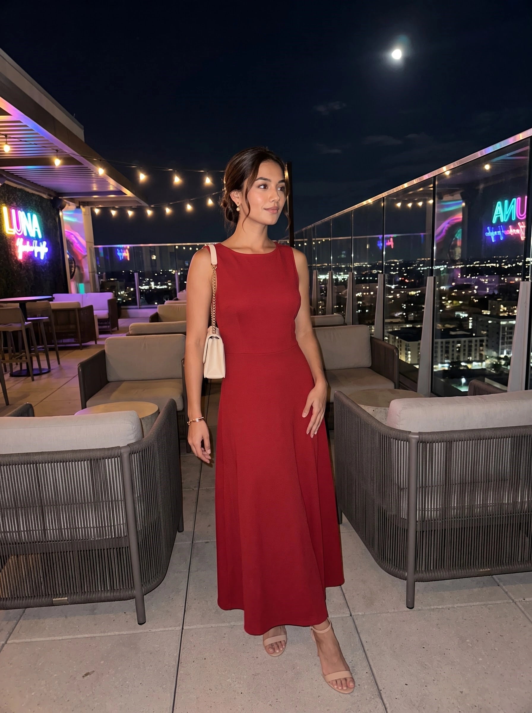 Red Sleeveless Flared Maxi Dress