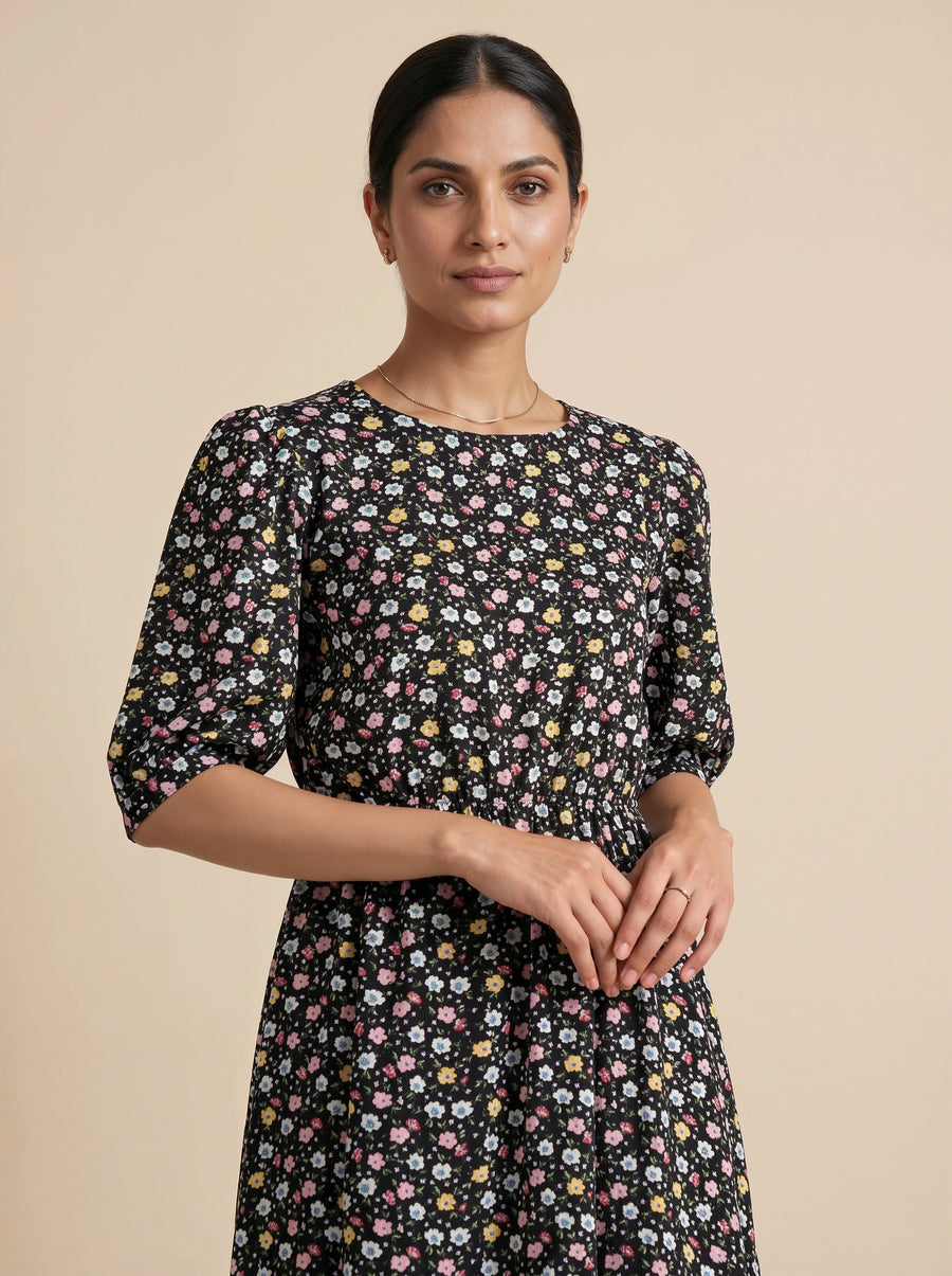 Worn with the Black Floral Printed Puff Sleeve Dress